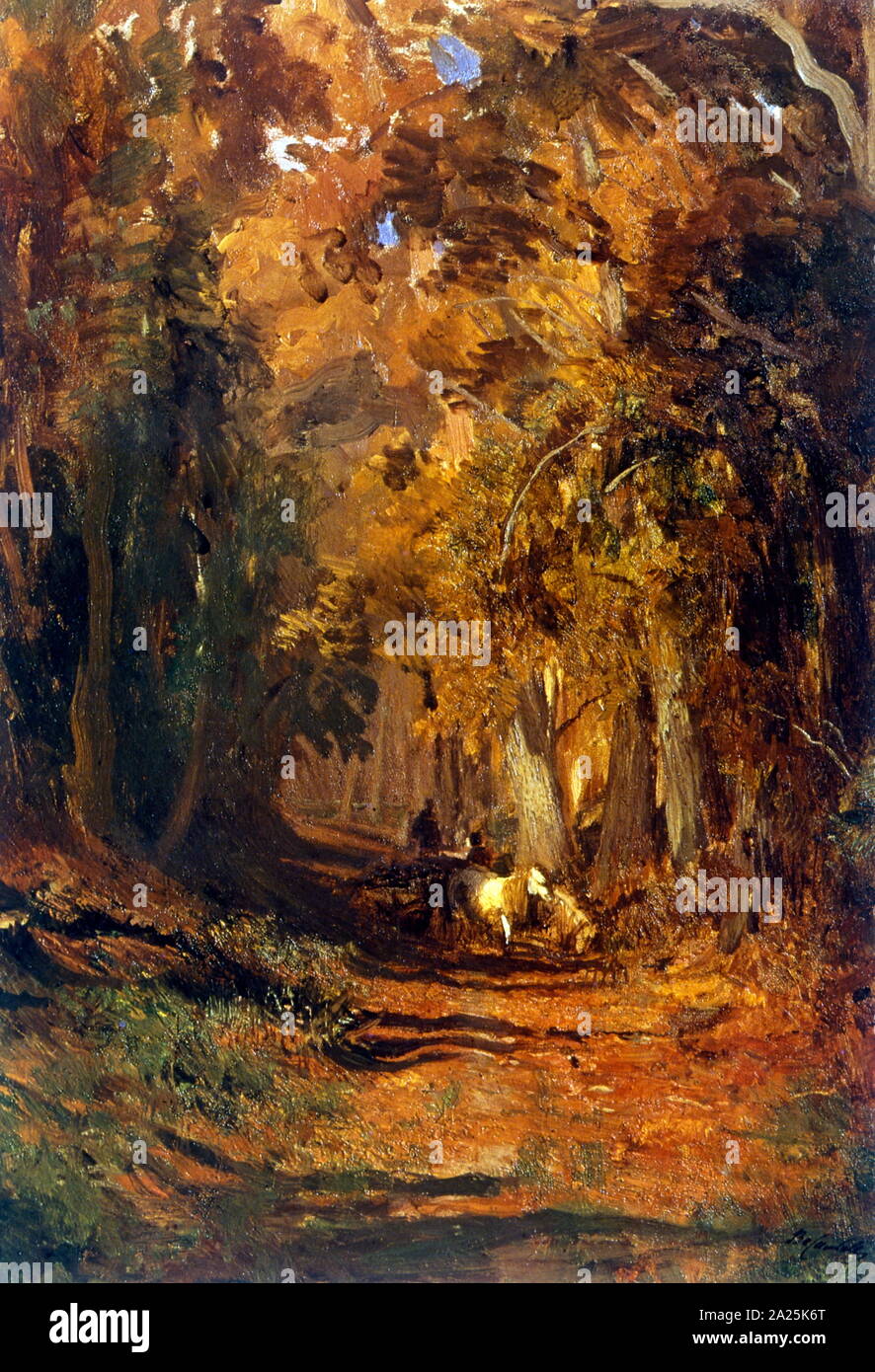 Wald im Herbst ca. 1870 von Feodor Wassiljew, (1850-1873), russischer Landschaftsmaler, die lyrischen Landschaft Stil in der russischen Kunst eingeführt. Stockfoto