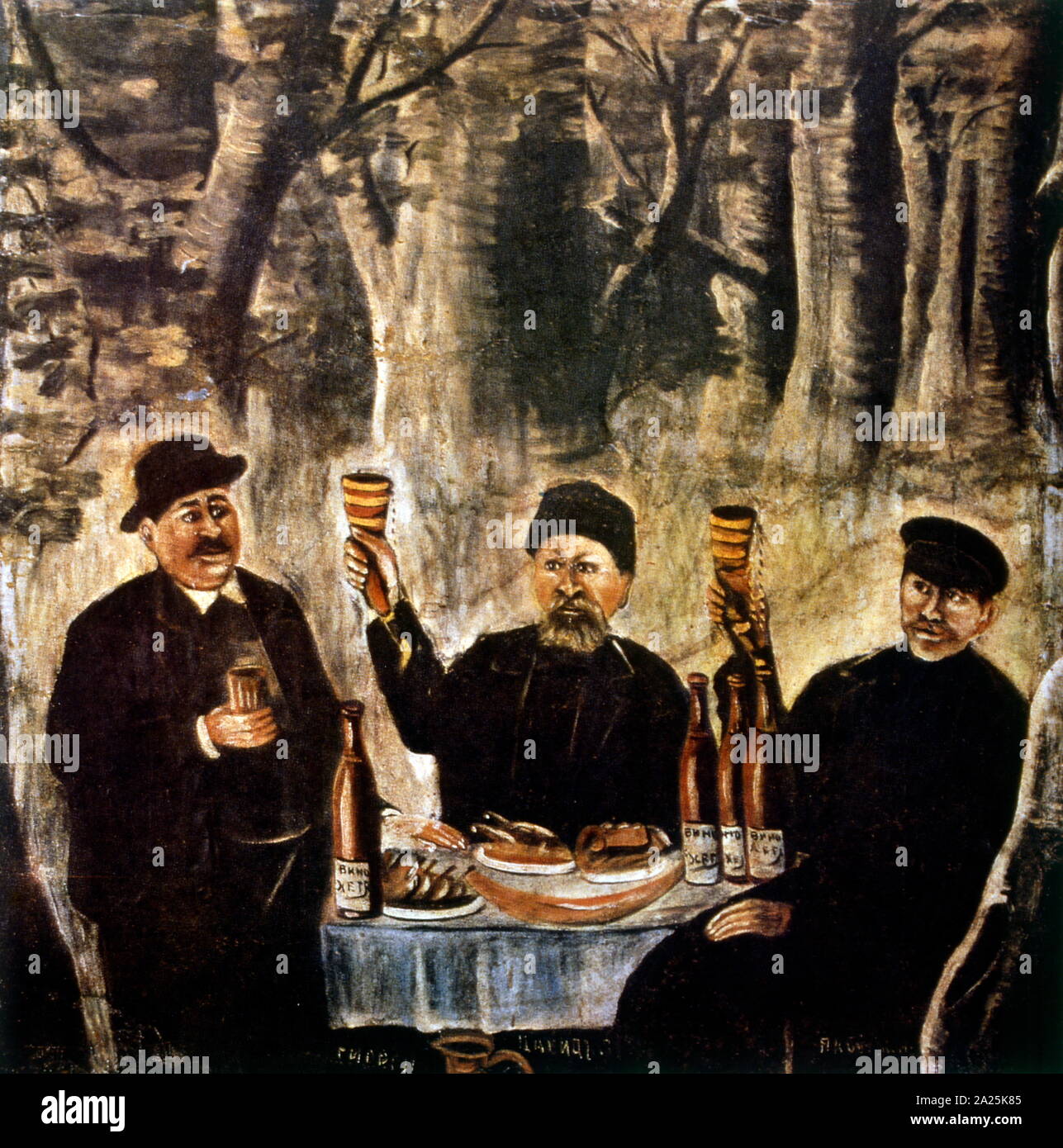 Fest der vier ältesten Stadt 1904 von Niko Pirosmani (1862-1918), Russische, georgische primitivistische Maler, der posthum zum Vorsprung stieg. Stockfoto