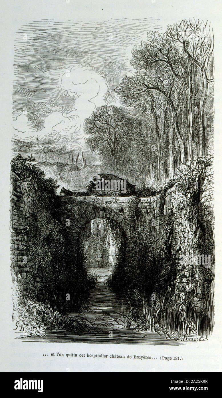 Illustrationen von Gustave Dore für "Le Capitaine Fracasse" von Pierre Théophile Gautier (1811-1872) französischer Schriftsteller, Dichter, Maler, Kunstkritiker. Gautier war ein Verteidiger der Romantik, Gautier Arbeit ist schwer zu klassifizieren und bleibt ein Bezugspunkt für viele spätere literarische Traditionen wie Parnassianism, Symbolik, der Dekadenz und der Moderne. Kapitän Fracasse (Le Capitaine Fracasse) ist ein Roman von 1863 der französische Schriftsteller Théophile Gautier. Es ist ein Abenteuer Roman im siebzehnten Jahrhundert. Stockfoto