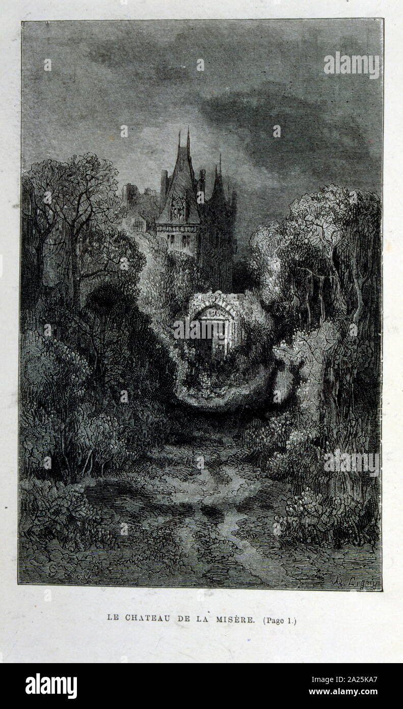 Illustrationen von Gustave Dore für "Le Capitaine Fracasse" von Pierre Théophile Gautier (1811-1872) französischer Schriftsteller, Dichter, Maler, Kunstkritiker. Gautier war ein Verteidiger der Romantik, Gautier Arbeit ist schwer zu klassifizieren und bleibt ein Bezugspunkt für viele spätere literarische Traditionen wie Parnassianism, Symbolik, der Dekadenz und der Moderne. Kapitän Fracasse (Le Capitaine Fracasse) ist ein Roman von 1863 der französische Schriftsteller Théophile Gautier. Es ist ein Abenteuer Roman im siebzehnten Jahrhundert. Stockfoto