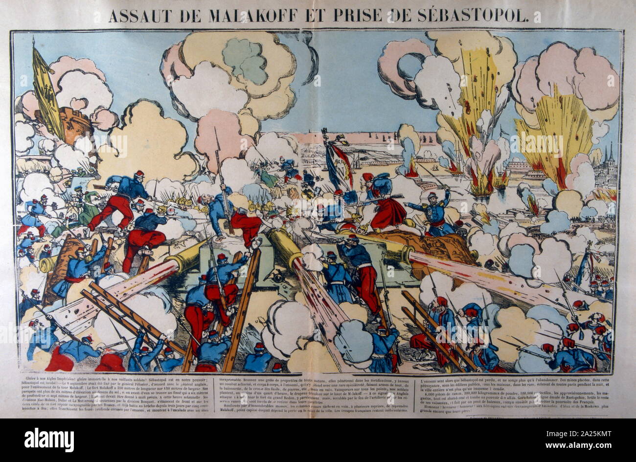 Französisch Abbildung der Krimkrieg, einen militärischen Konflikt kämpfte von Oktober 1853 bis Februar 1856, in der die russischen Reiches zu einer Allianz aus dem Osmanischen Reich, Frankreich, Großbritannien und Sardinien verloren. Die unmittelbare Ursache beteiligt die Rechte der christlichen Minderheiten in das Heilige Land, das war ein Teil des Osmanischen Reiches Stockfoto