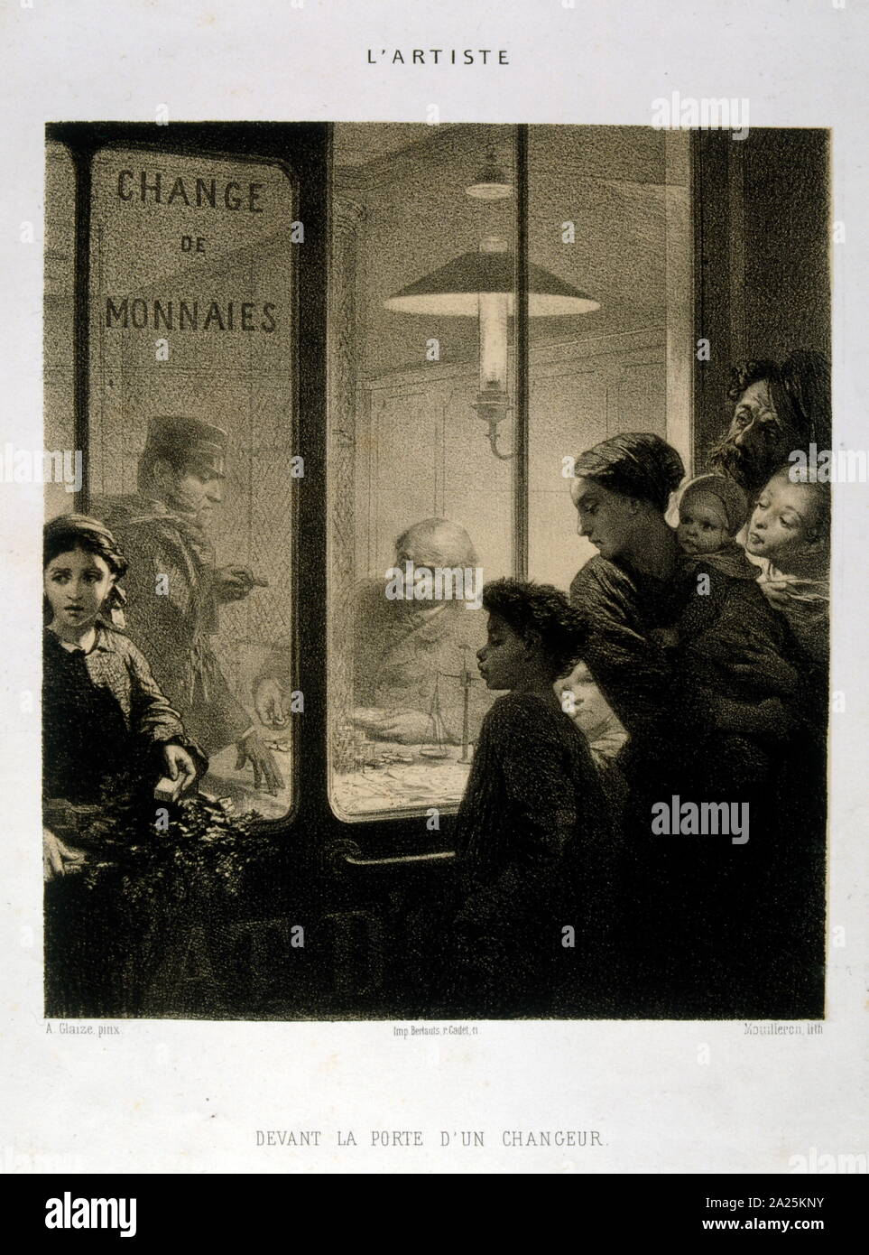 Zeichnung eines Geldwechsler Geldverleiher in Paris, Frankreich, ca. 1880 Stockfoto