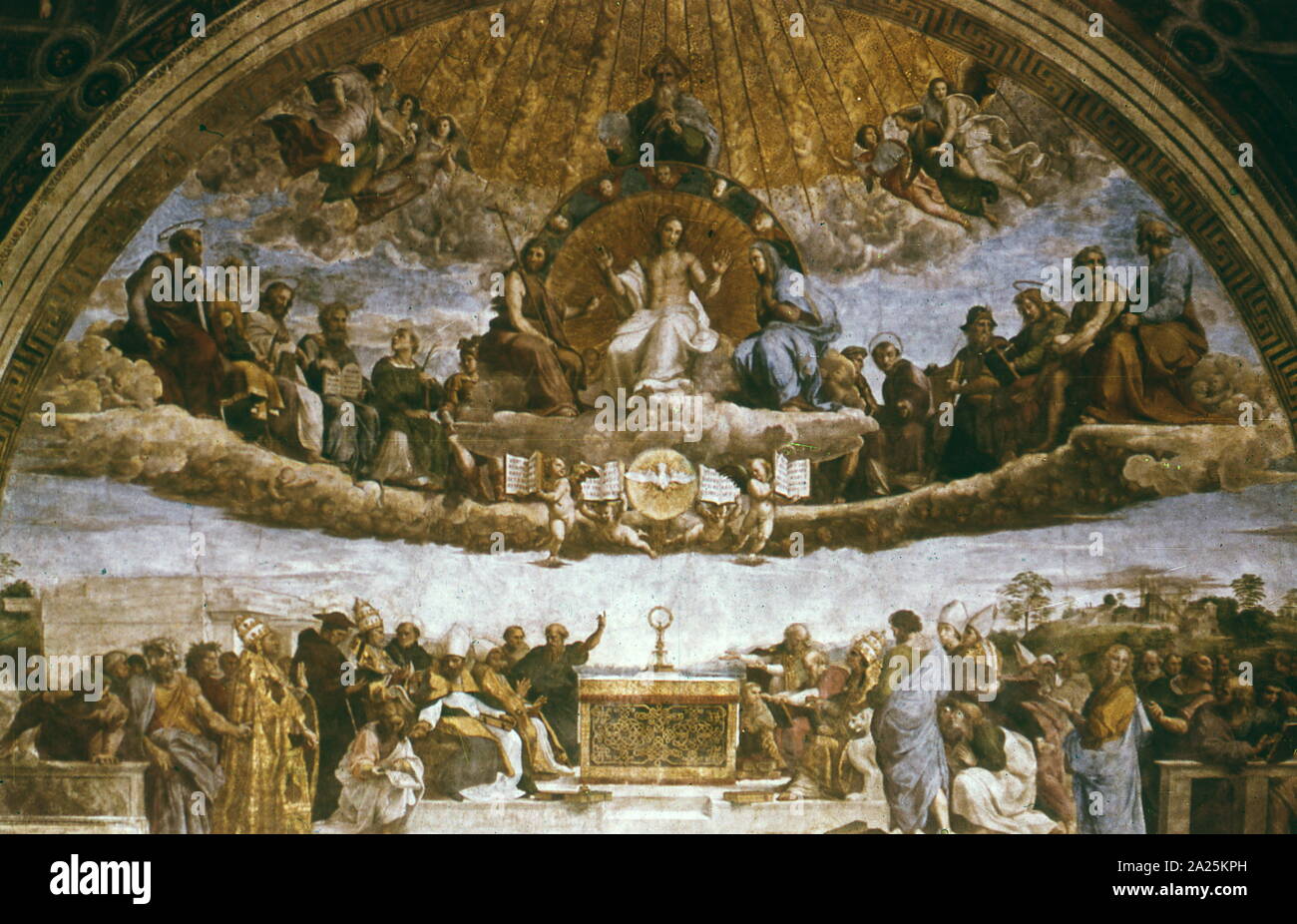 Die Disputation des Sakraments, Fresko g durch die italienische Renaissance Künstler Raphael. Stockfoto