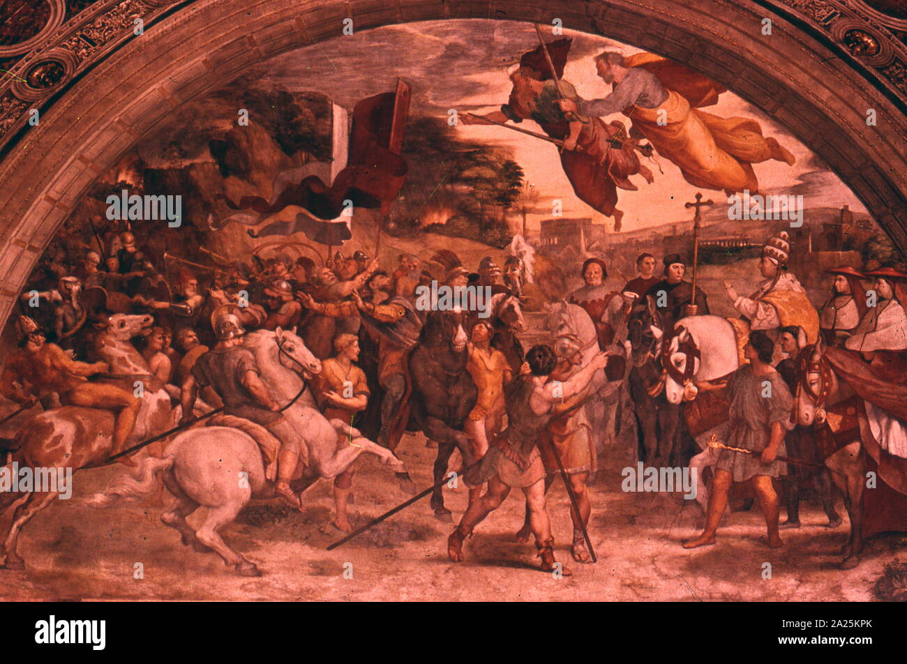 Die Sitzung der Leo der Große und Attila, 1514. von Raffael und Giulio Romano. Stockfoto