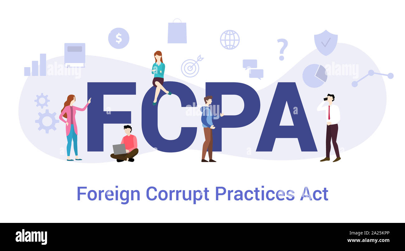 Fcpa (Foreign Corrupt Practices Act Konzept mit großen Word oder Text und Team Menschen mit modernen Flat Style-Vector Illustration Stockfoto