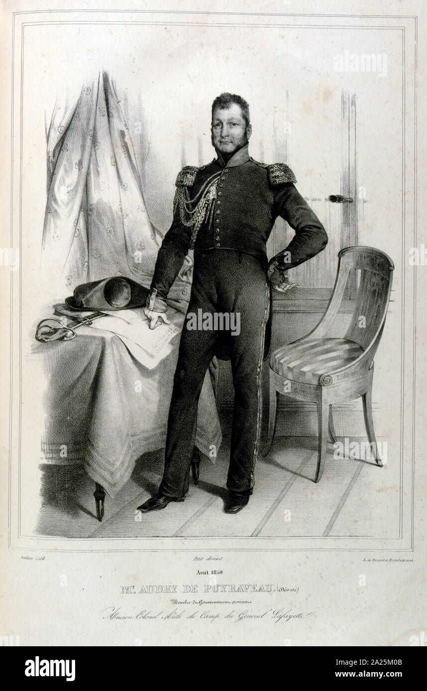 Pierre-françois Audry, genannt Audry de Puyraveau (1773-1852), französischer Politiker. Er war ein Stellvertreter während der Bourbon Restaurierung. Er spielte eine wichtige Rolle in der Juli Revolution und war ein Stellvertreter während der Julimonarchie. In seinem Alter war er ein Vertreter der Verfassungsgebenden Versammlung nach der Revolution von 1848. Stockfoto