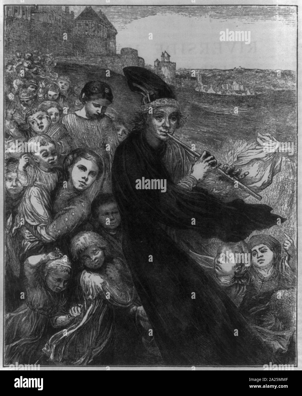 Pied Piper, die Kinder von Hamlin, Fluss Stockfoto