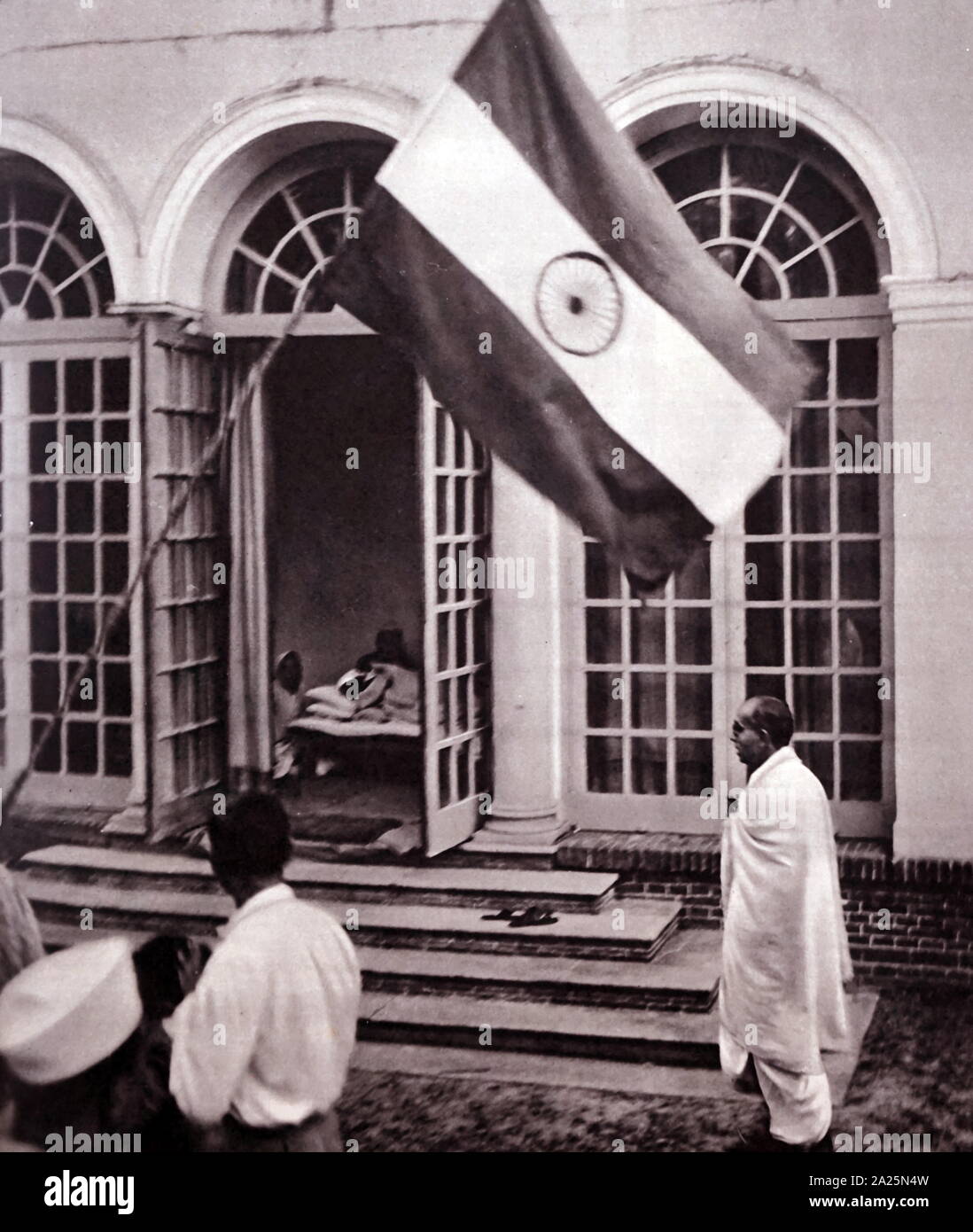Foto von Mahatma Gandhi während eines schnellen. Mohandas Karamchand Gandhi (1869-1948) eine indische Aktivistin Stockfoto