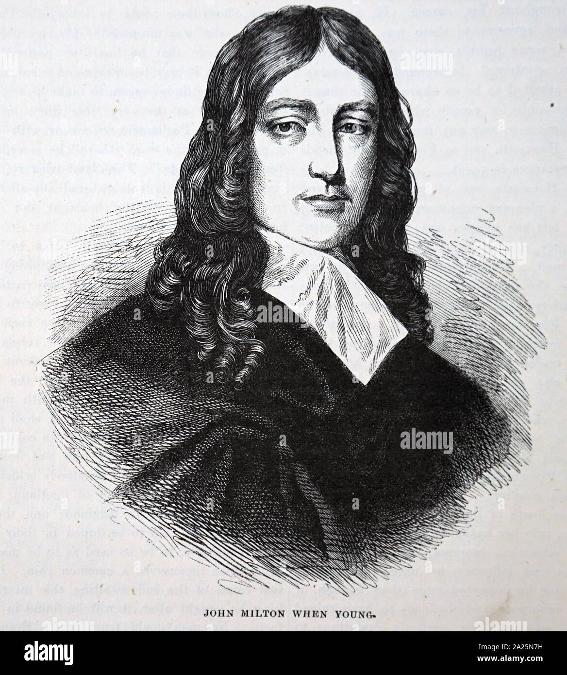 Portrait einer jungen John Milton (1608-1674) ein englischer Dichter, Polemiker, Literaten und Beamten für den Commonwealth von England unter Oliver Cromwell. Stockfoto