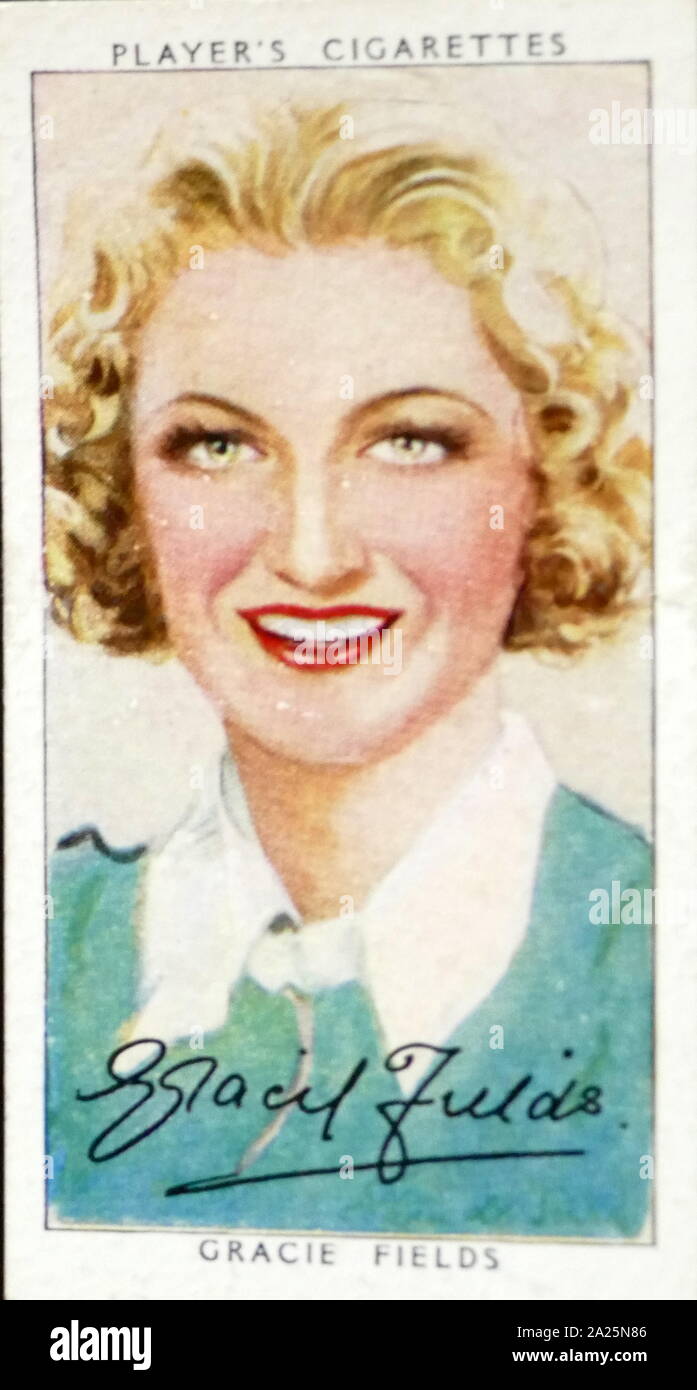 Zigaretten card Player's, Gracie Fields. Dame Gracie Fields (1898-1979) Eine englische Schauspielerin, Sängerin und Komikerin. Stockfoto