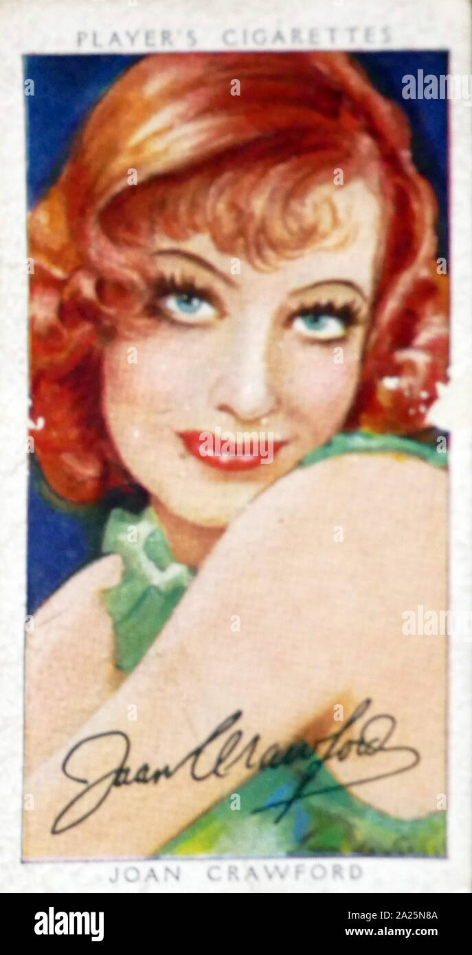 Zigaretten card Player's Darstellung von Joan Crawford. Joan Crawford (1904-1977), eine US-amerikanische Film- und Fernsehschauspielerin. Stockfoto