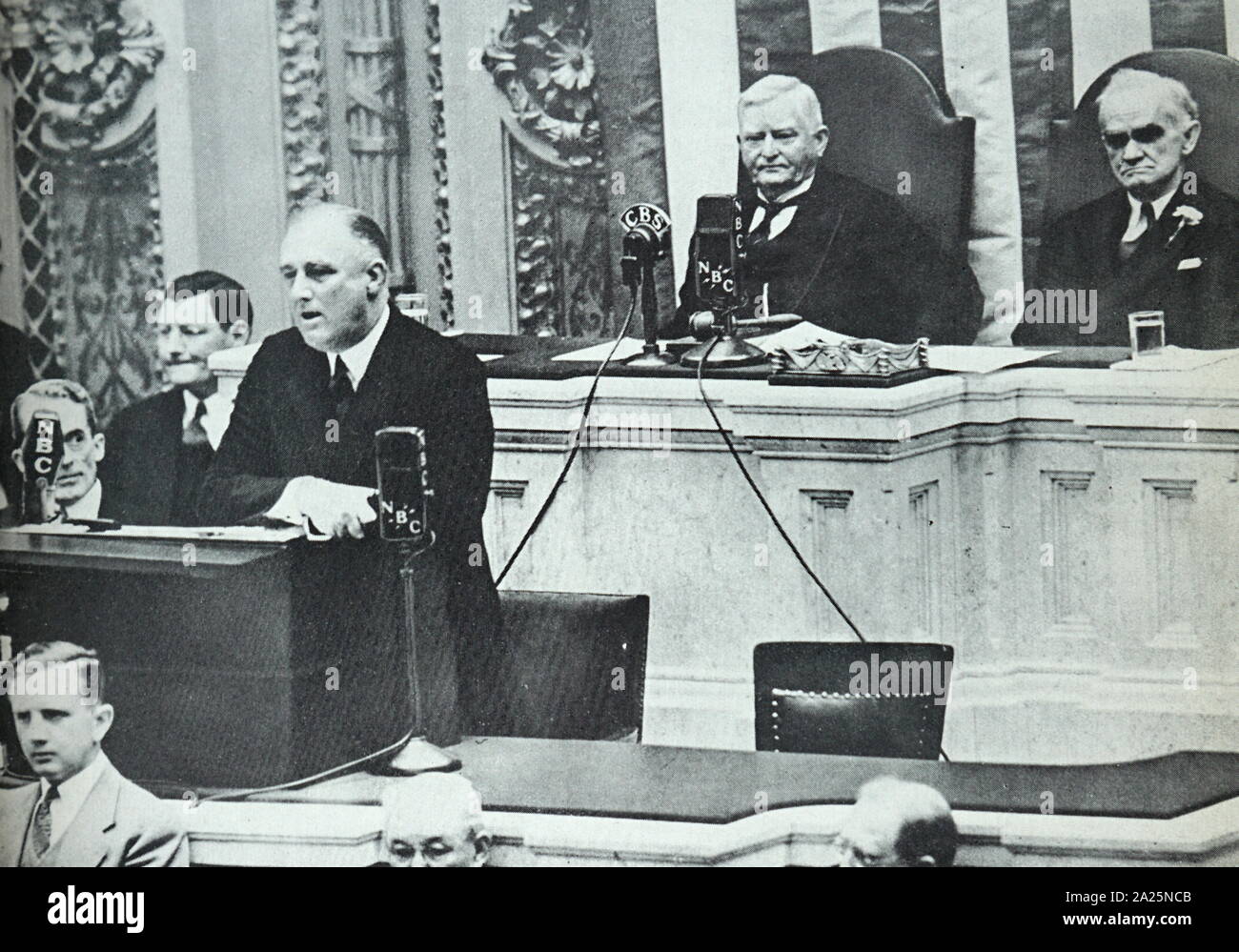 Foto von Präsident Franklin D. Roosevelt, eine Rede im Kongress. Franklin Delano Roosevelt (1882-1945), ehemaliger Präsident der Vereinigten Staaten Stockfoto