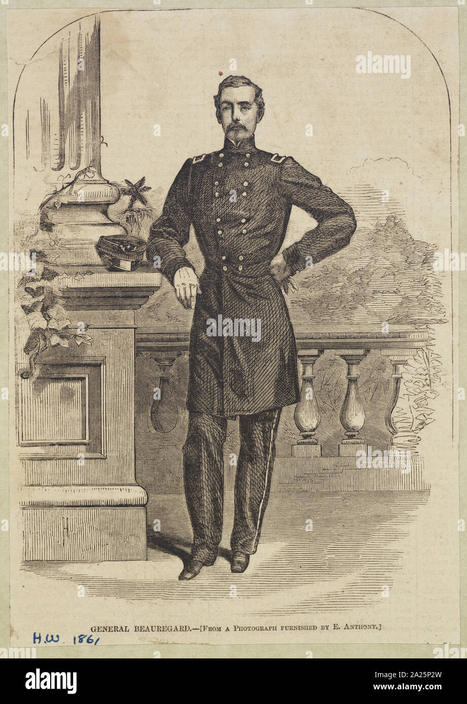 Pierre Gustave Toutant Beauregard, full-length Portrait, stehend, nach vorne, tragen einheitliche Stockfoto