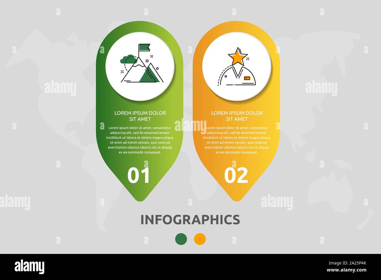 Vektor modernen Infografik flachbild Vorlage pin für zwei papieretikett, Diagramm, Grafik, Präsentation. Business Konzept mit 2 Optionen und markiert. Leerzeichen Stock Vektor