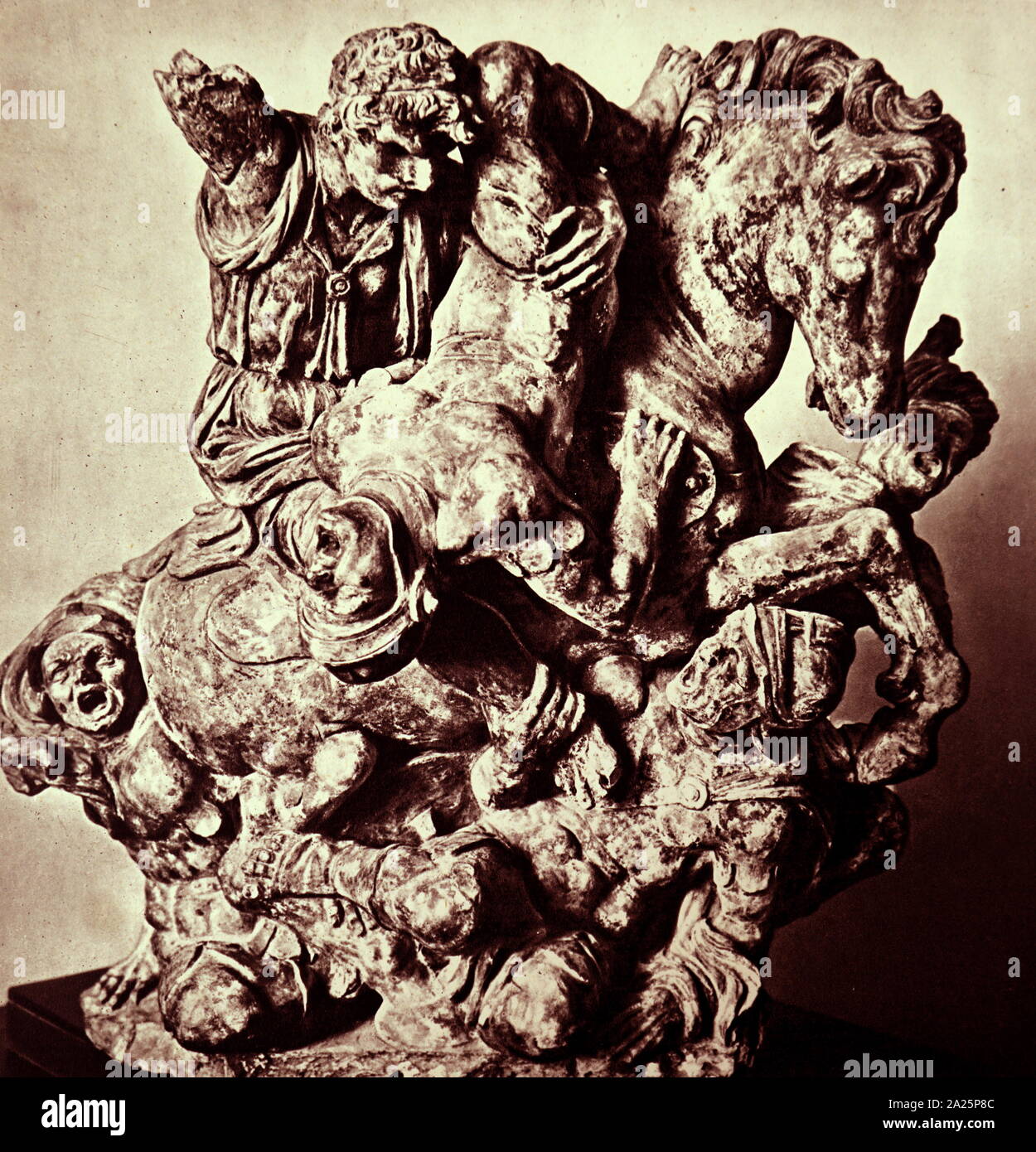 Skulptur mit dem Titel "Schlacht von Anghiari' von Giovan Francesco Rustici (nach Leonardo Da Vinci). Giovanni Francesco Rustici (1475-1554) ein italienischer Renaissance Maler und Bildhauer. Stockfoto