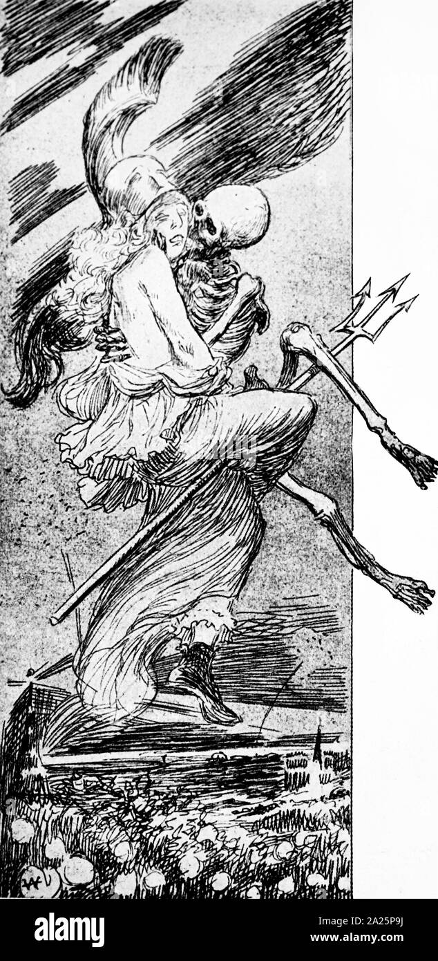 Cartoon mit dem Titel 'English's Tanz mit dem Tod". Stockfoto