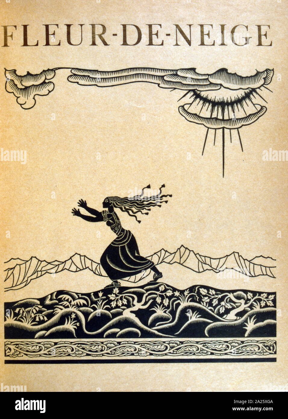 Abdeckung an der Vorderseite von "Fleur de Neige (Snow Flower)', von Jacob und Wilhelm Grimm. Illustration von Kay Nielsen, 1925 Stockfoto