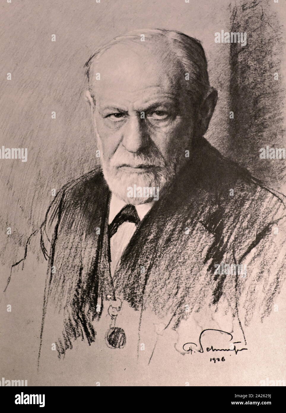 Sigmund Freud (1856 - 23. September 1939); österreichischer Neurologe und Begründer der Psychoanalyse. Martha Bernays (1861-1951). Porträt von Ferdinand Schmutzer 1926 Stockfoto