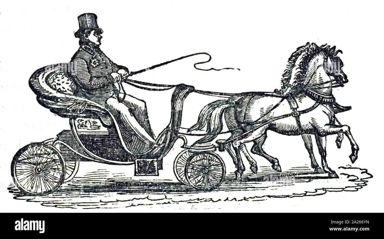 Eine Gravur der Darstellung König George IV selbst fahren in Windsor Park in einem Pony Phaeton. George VI (1895-1952) König von Großbritannien und die Dominions des British Commonwealth. Er war der letzte Kaiser von Indien. Vom 19. Jahrhundert Stockfoto