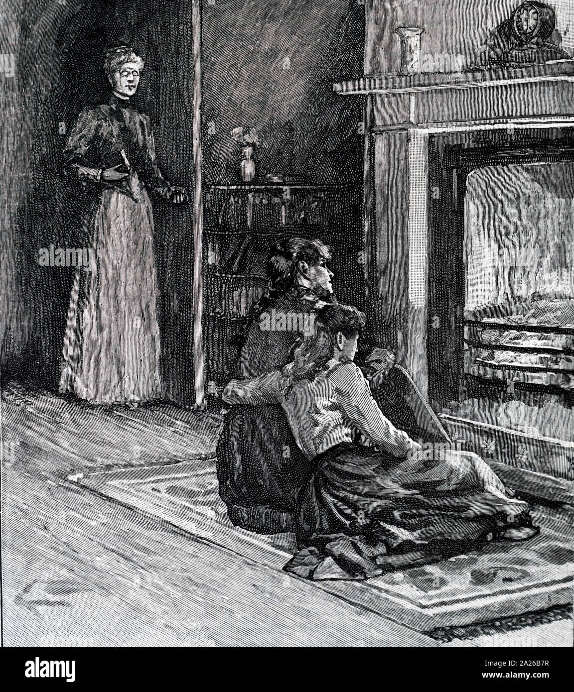 Feuer mit bras Kotflügel und Feuer Warenkorb öffnen. Abbildung veröffentlicht 1881 Stockfoto