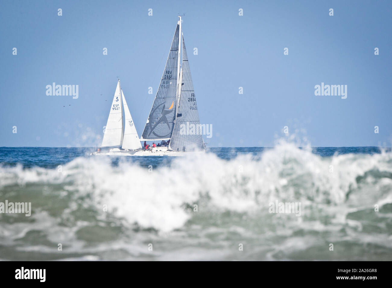 Die großen Segeln 1 von Fernando Alonso, im Test des XXVI, Herbst Trophy, durch den Club von Astur de Regatas de Gijón organisiert Stockfoto