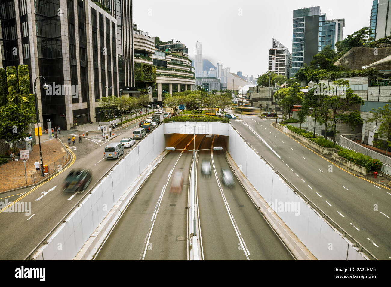 Überführung in Salisbury Road, Kowloon, Tsim Sha Tsui, Hong Kong Stockfoto