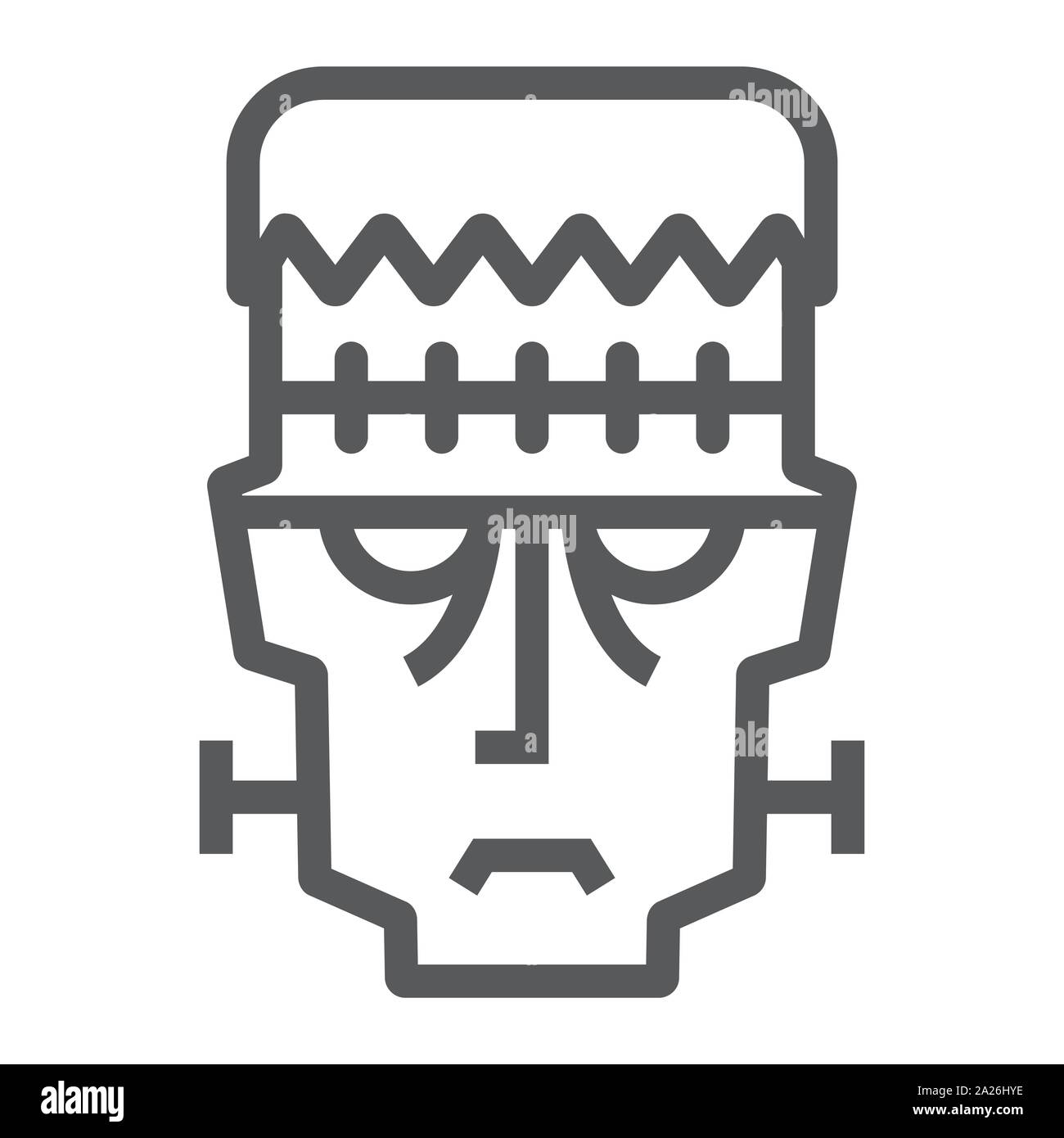 Frankenstein Symbol Leitung, Halloween und Monster, Zombie Zeichen, Vektorgrafiken, ein lineares Muster auf weißem Hintergrund. Stock Vektor