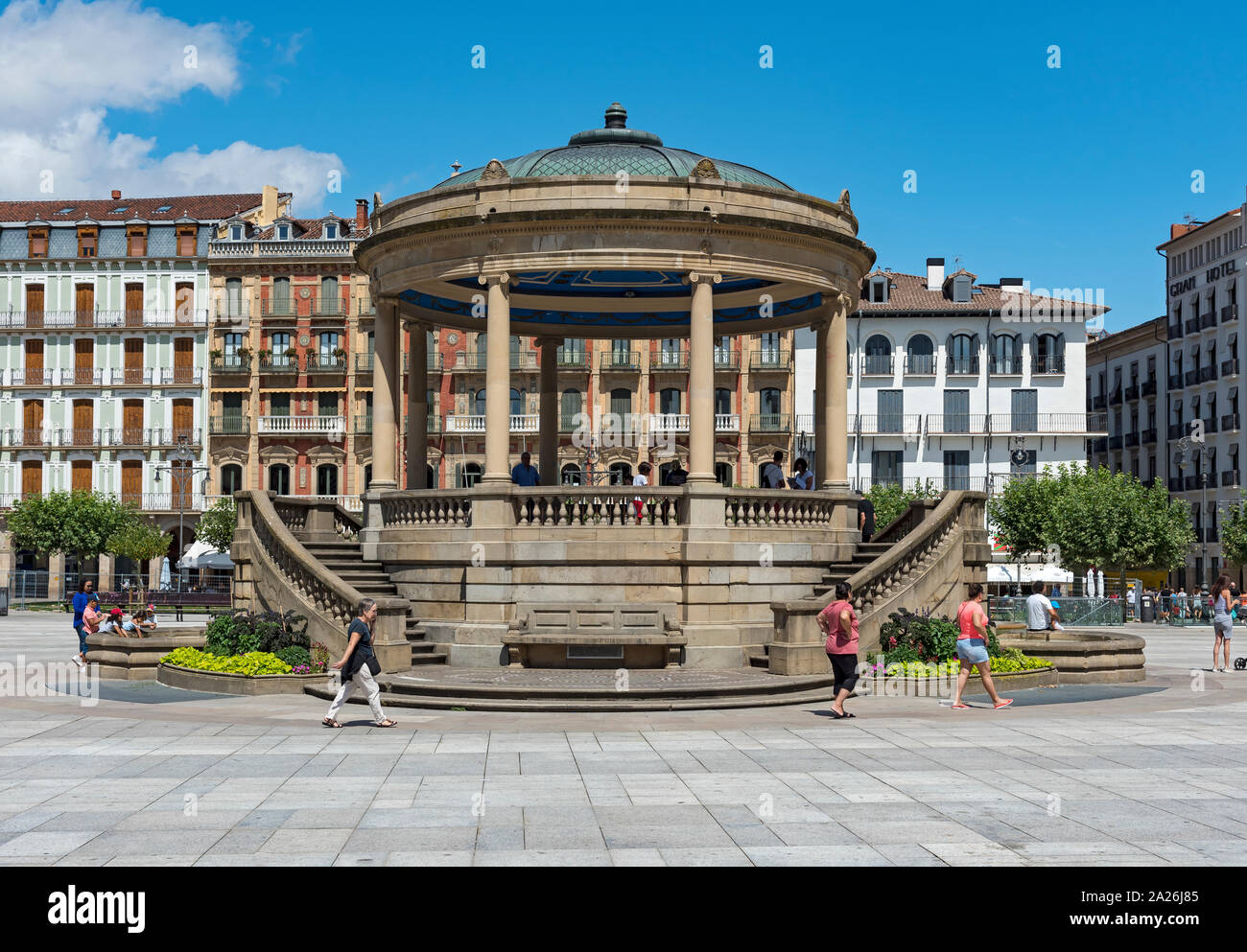 Plaza del Castillo (Schlossplatz), Pamplona, Navarra, Spanien Stockfoto