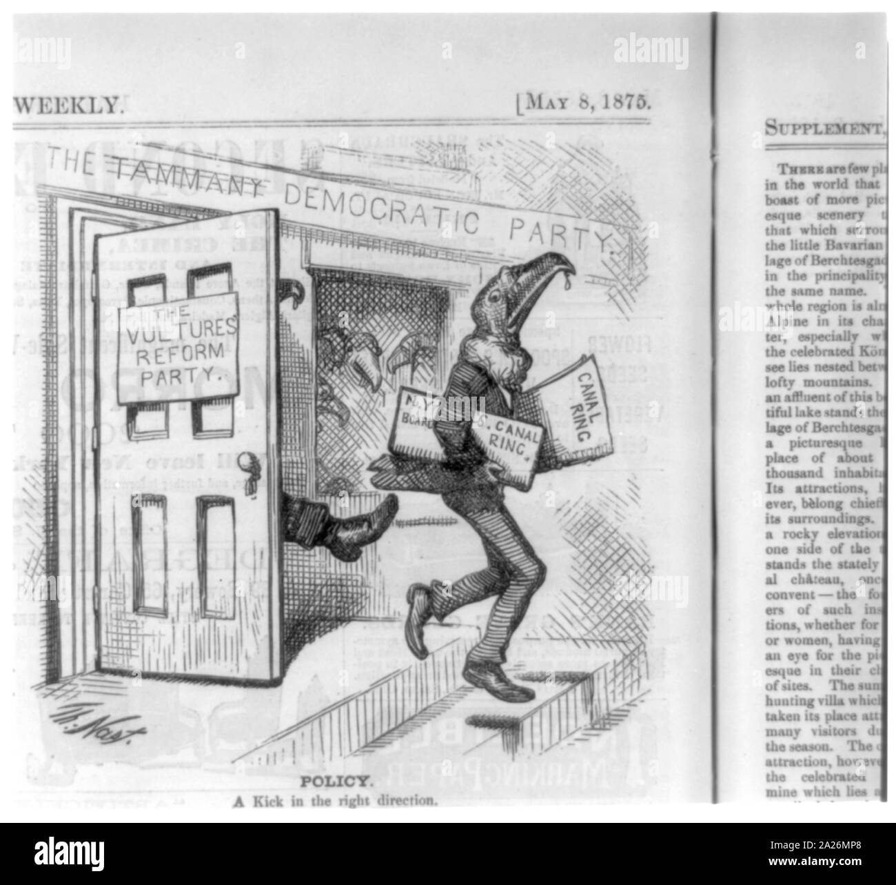 Politik: ein Stoß in die richtige Richtung/Th. Nast. Stockfoto