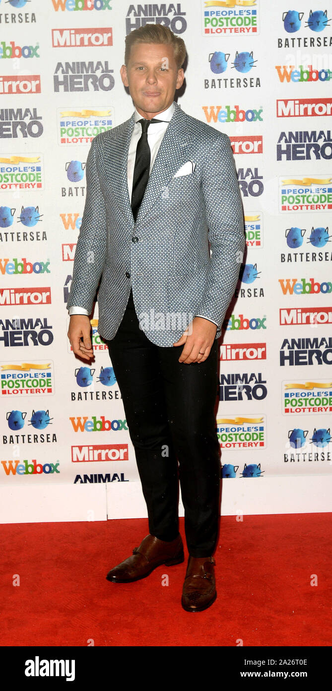 Foto © gutgeschrieben werden Alpha Presse 078237 30/09/2019 Jeff Brazier tierischen Helden Awards 2019 im Grosvenor House Hotel in London. Stockfoto