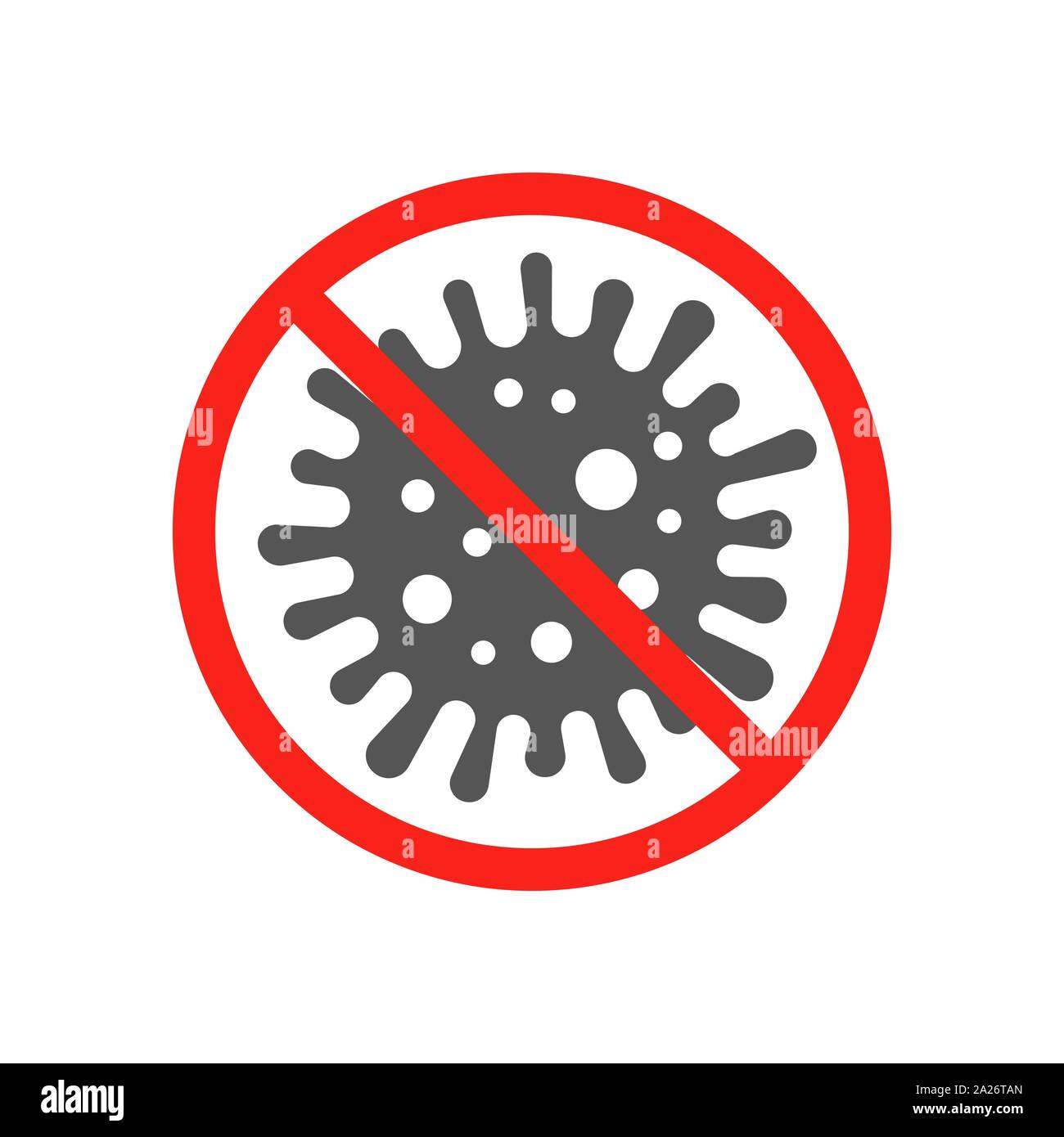 Stop-Schild von Viren, Bakterien, Keime und Mikrobe. Stop Symbol auf weißem Hintergrund. Antibakterielle und antivirale Abwehr, Schutz Infektion Stock Vektor