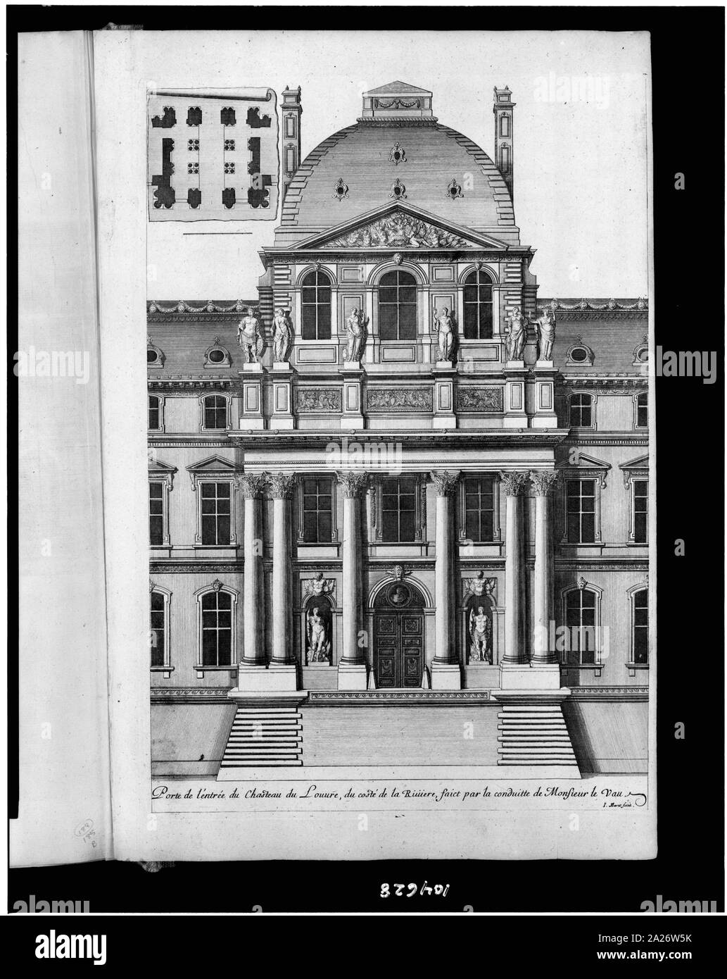 Château du Louvre in Paris. Eingang gebaut unter der Leitung von Monsieur Le Vau.; Stockfoto
