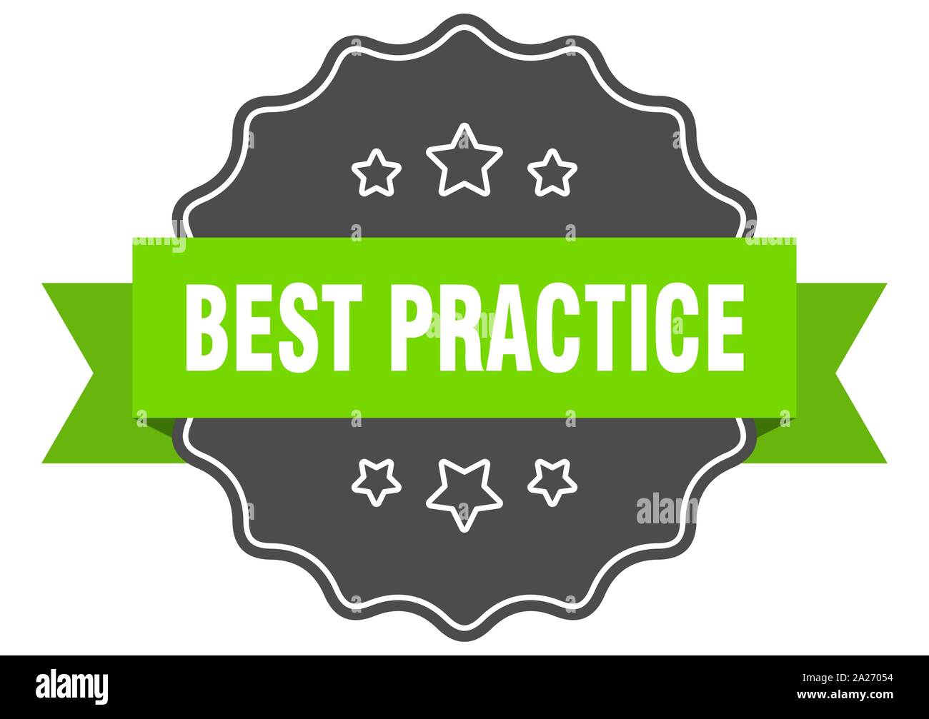 Best practice isolierte Dichtung. best practice Green Label. best practice Stock Vektor
