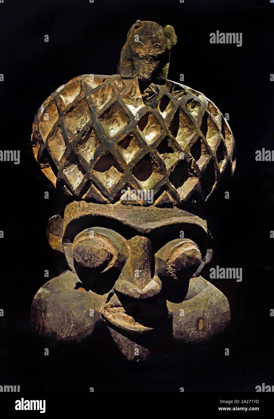 Königliche Maske, Kuk Bevölkerung, Kamerun, North West Provinz, Kuk, Chiefdom, 19. Jahrhundert, Afrika, Afrikanische. Stockfoto