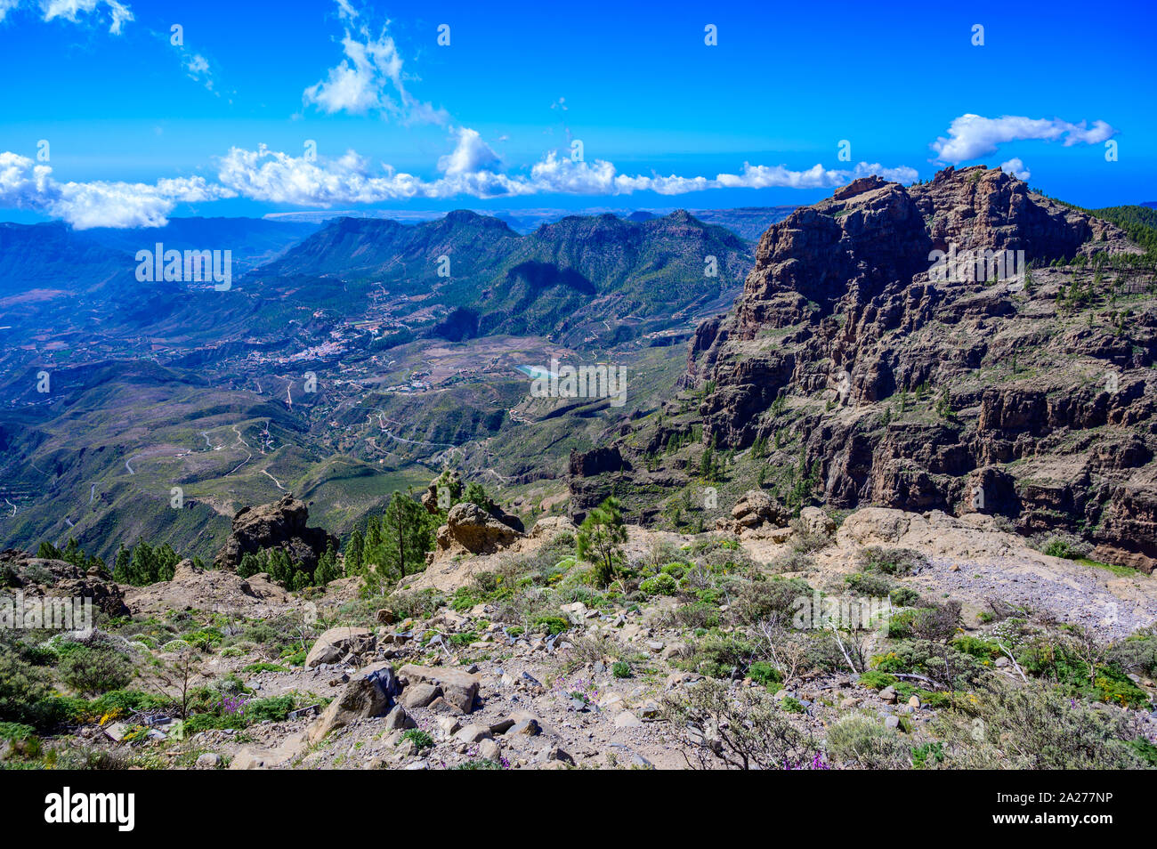 Blick vom Pico de las Nieves, dem höchsten Berg der Insel Gran Canaria, Spanien Stockfoto