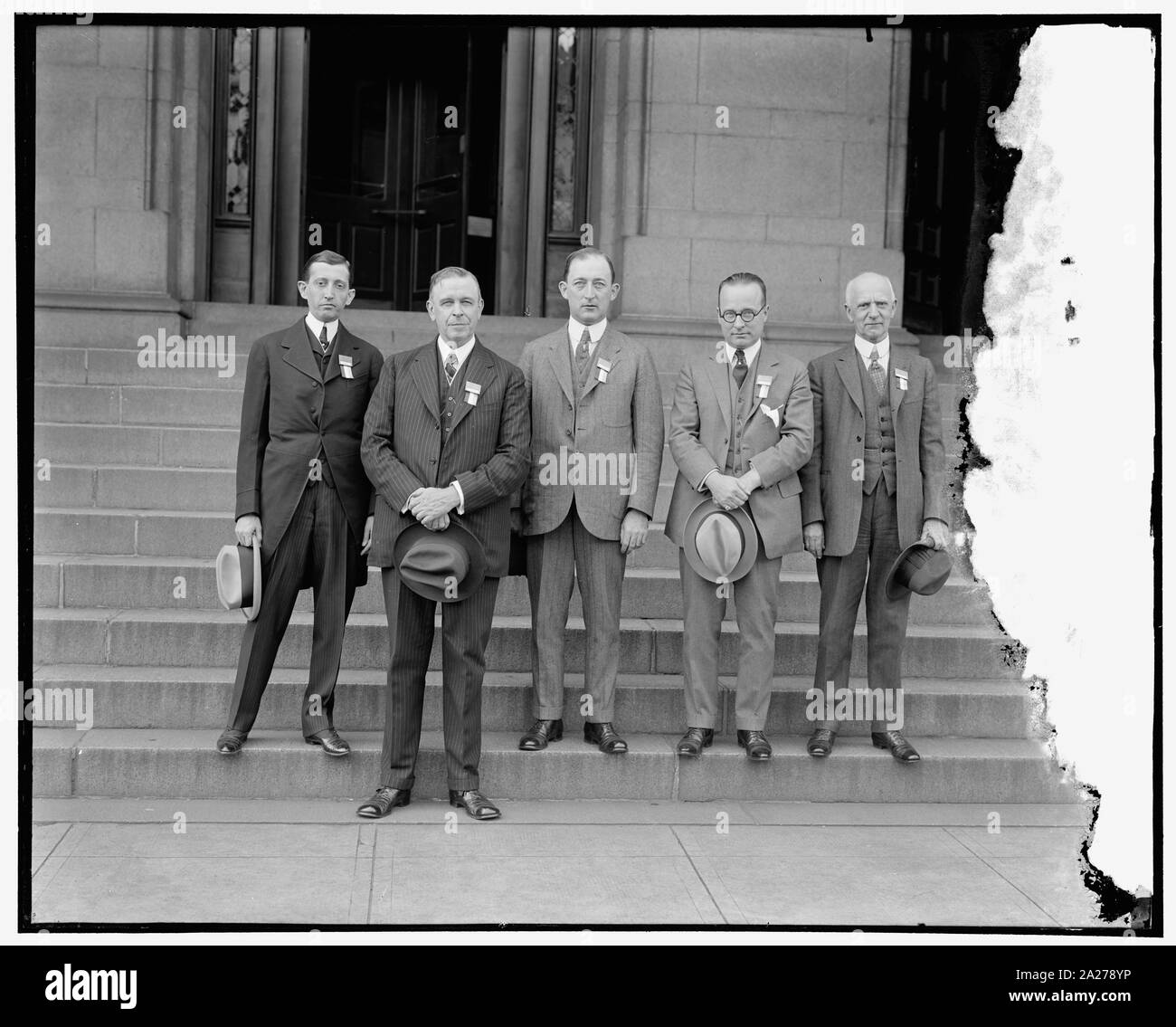 Postmaster General wird Hays mit seinen vier Assistenten. L und R, Nicht identifizierte, erster Assistent Postmaster General Hubert Arbeit; 2. der Assistent Postmaster General E.H. Shaugnnessy; Dritte Assistant Postmaster General W. Irving Glover; Vierte Assistant Postmaster General Harry H. Hillany Stockfoto