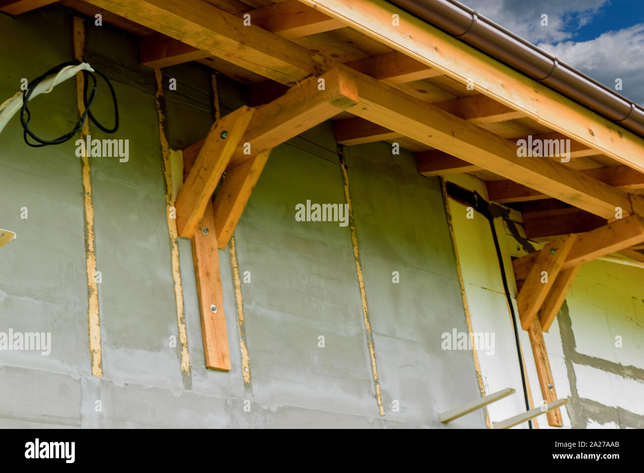 Detail aus Holz framing Gebäude befindet sich im Prozeß der thermischen isulated mit EPS-Schaum Stockfoto