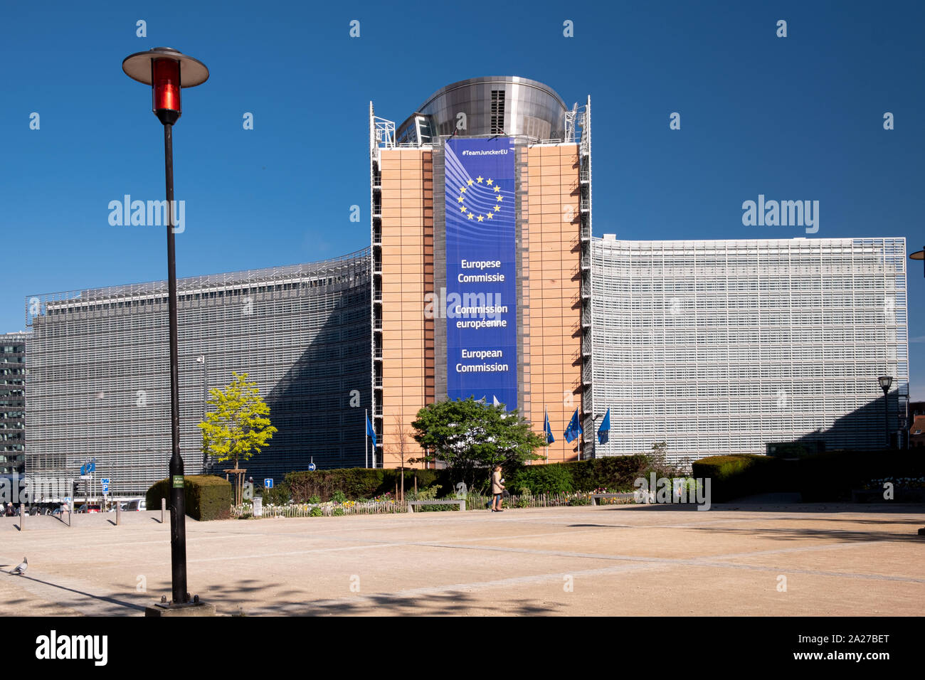 Statische Aufnahme der Fassade im Berlaymont-Gebäude der Europäischen Kommission in Brüssel Stockfoto