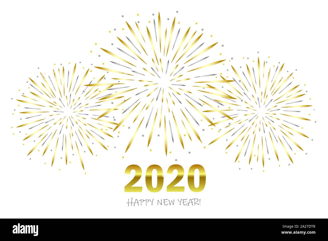 Frohes neues Jahr Grußkarte 2020 mit Gold und Silber Feuerwerk Vektor-illustration EPS 10. Stock Vektor