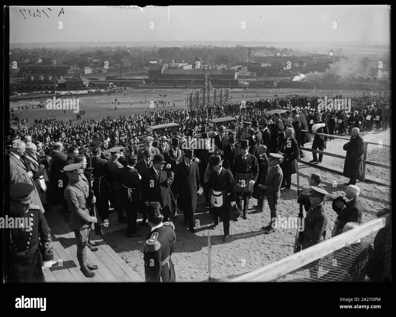 Pres. Coolidge, der Grundsteinlegung von GEO. Washington Memorial Stockfoto