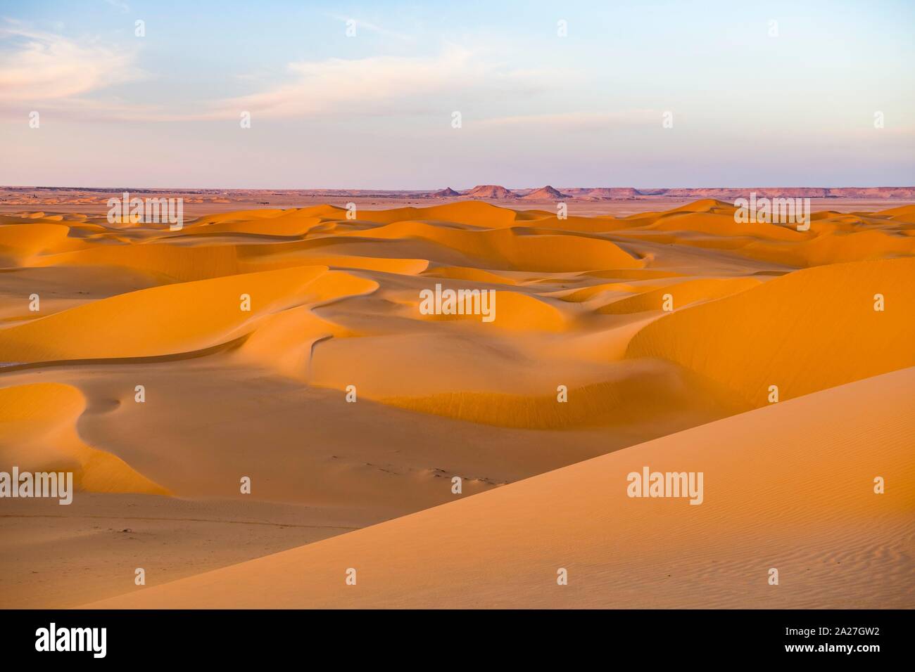 Abends Licht in den Sanddünen der Sahara Timimoun, Algerien Stockfoto