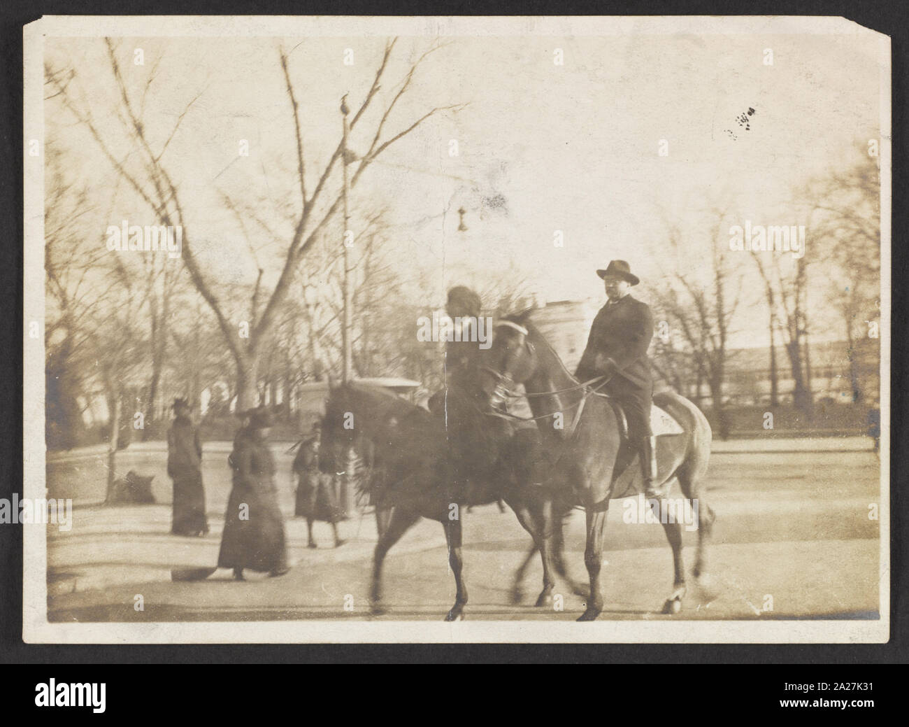 Präsident & Frau Roosevelt auf dem Pferderücken Stockfoto