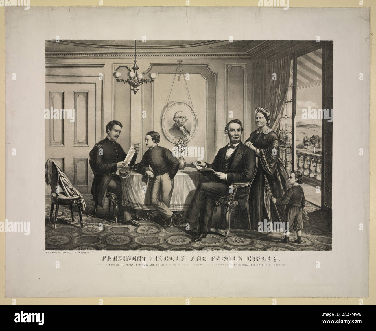 Präsident Lincoln und Familie Kreis Stockfoto