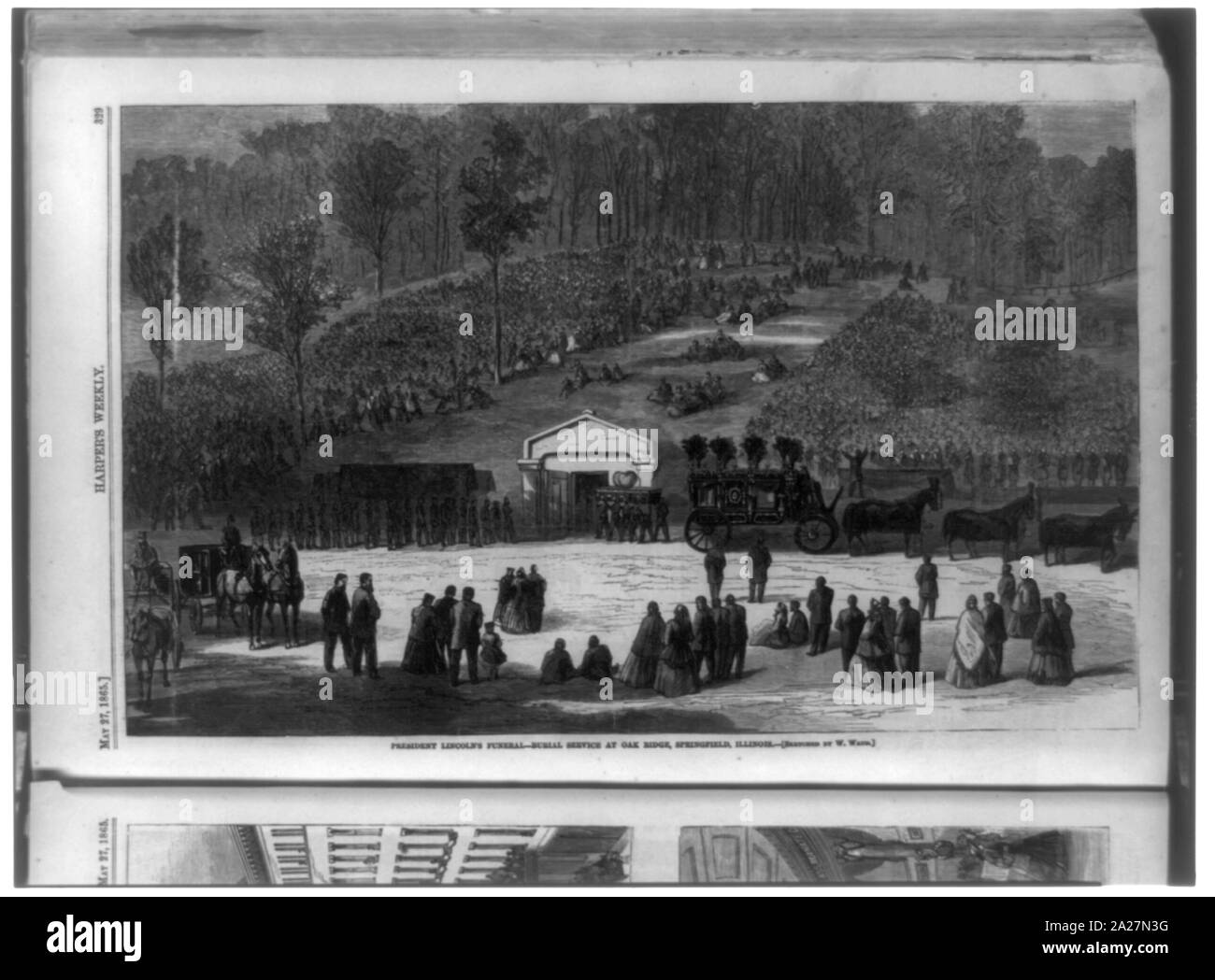 Präsident Lincolns Bestattung - Beerdigung am Oak Ridge, Springfield, Illinois Stockfoto