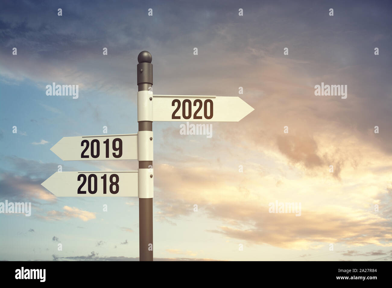2020 Neuer Start, neue Hoffnung, neuer Anfang mit ins neue Jahr. Stockfoto