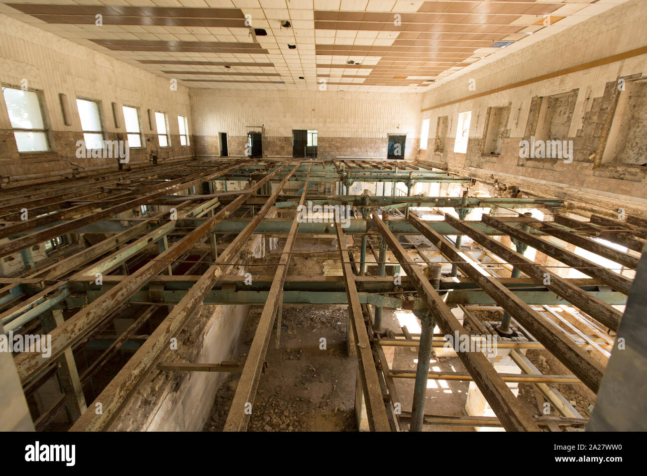 Zerstörten alten Industriegebäude. Zerstörten Haus. Stockfoto