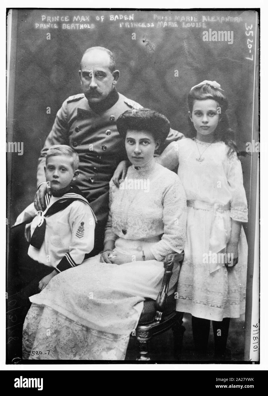 Prinz Max von Baden, Pr-s d. h., Prinzessin Marie Alexandra, Prinz Berthold, Prinzessin Marie Louise Stockfoto