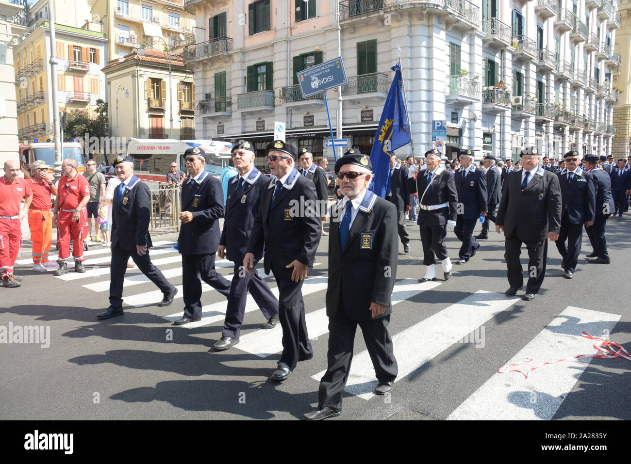 Italia: XX Raduno Nazionale dell'Associazione Nazionale Marinai d'Italia ein Salerno, 29 Settembre 2019. Stockfoto