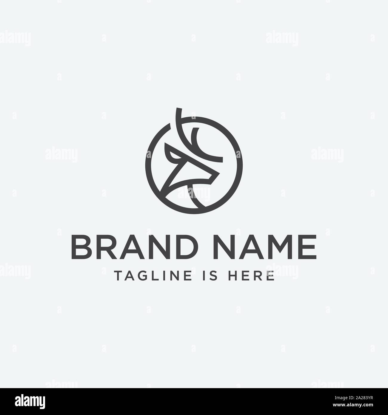 Einzigartiges Rotwild kreisförmigen Logo Design Symbol, Hirschkopf kreisförmigen Symbol, geometrische Rotwild logo Konzept, regen Rotwild Abbildung Stock Vektor