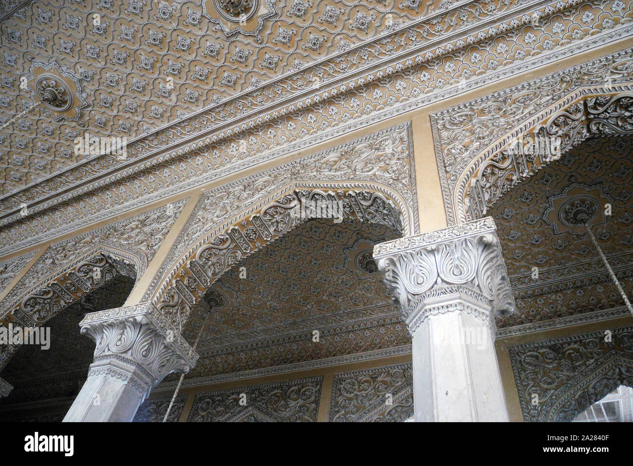 Innenraum DES DARBAR HALLE DES Chowmahalla Palast Hyderabad, Telangana, Indien Stockfoto